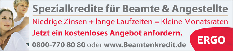 Niedrige Zinsen + lange Laufzeiten = Kleine Monatsraten: ERGO Beamtenkredit